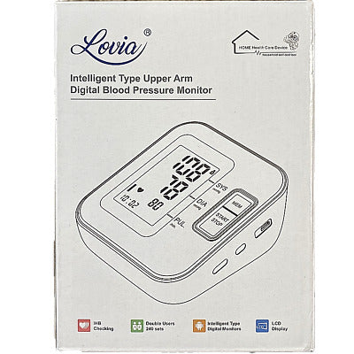 Blood Pressure Monitor Upper Arm - LoviaCare Digital Blood Pressure Machine  for Home Use - Adjustable BP Cuff 8.7”-15.7”, Large LCD Display, 2x120