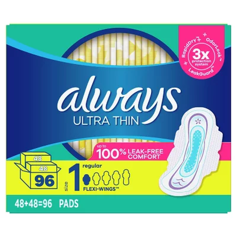 Always Ultra Thin Regular With Wings - Size 1 - 96 Count