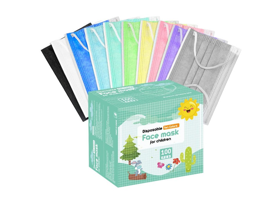 Keiki (Child) 3-ply Disposable Mask - 100 Count - 10 Colors Per Box