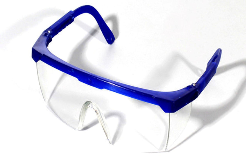 Deluxe Clear Anti-Fog/Anti-Scratch Safety Glasses - Blue - Individual or Multi-Pack