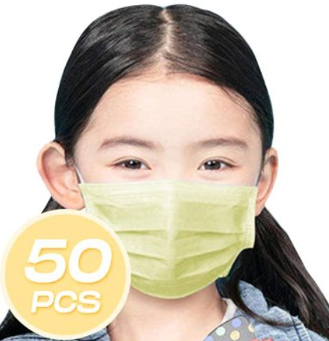 Keiki (Child) 3-Ply Disposable Face Masks - 50 Count - YELLOW