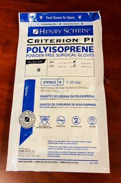 Sterile Surgical Powder-Free Polyisoprene Latex-Free Gloves-Size 6 (S)-One Pair